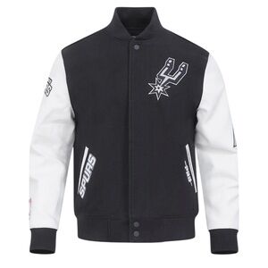 NWT Pro Standard San Antonio Spurs Men’s Wool Varsity Jacket Black Size L